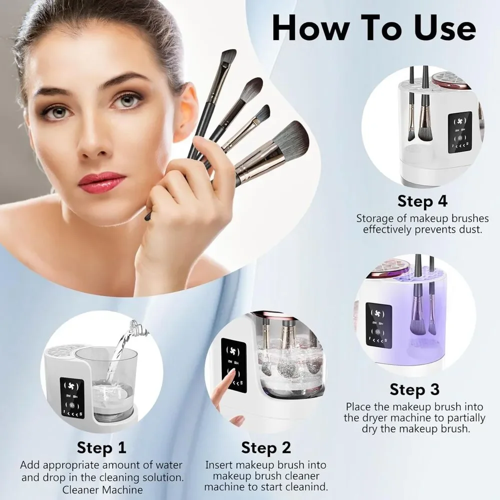 NWT 3 IN 1 Electric Makeup Brush Cleaner